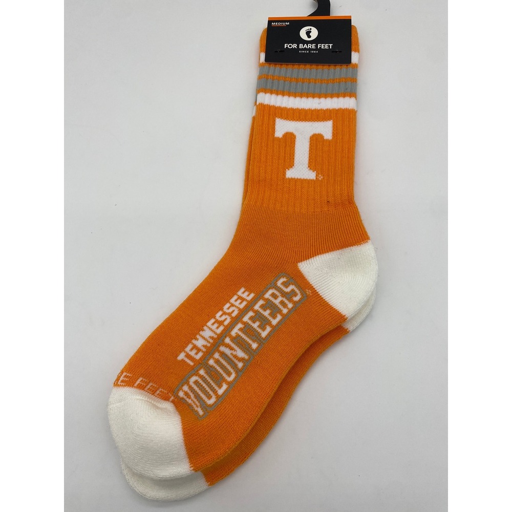 For Bare Feet Tennessee Volunteers Crew Socks Medium Tenn Orange 4 Stripe Deuce